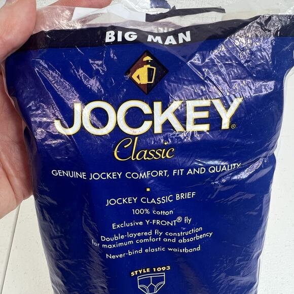 JOCKEY Sz 46 Classic Big Man Briefs Underwear Y-Front 2 Pack White Vtg Y2K 2000 - Picture 6 of 9